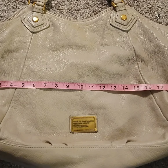 ✨ Marc by Marc Jacobs Classic Q Workwear Leather Satchel Tote Bag Beige Cream - Picture 2 of 16